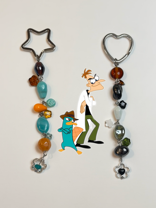 dr doof and agent p - matching keychains